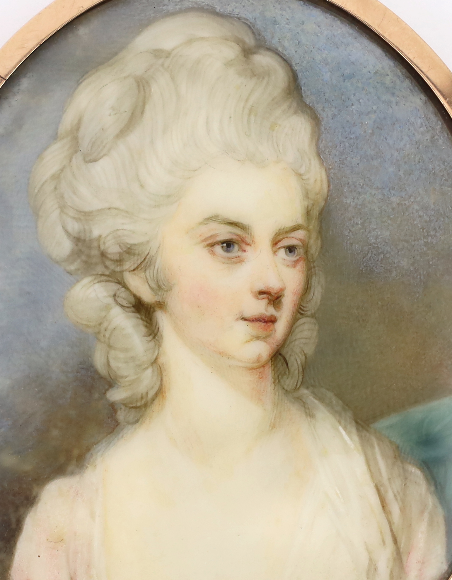 English School circa 1810, Portrait miniature of a lady, watercolour on ivory, 7.5 x 6cm. CITES Submission reference X6R2PB3K